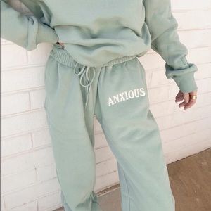 SeeTheWayISee Anxious (this too shall pass) Sweatpants 
5XL Seafoam NWT